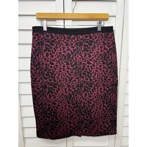Talbots Leopard Print Ponte Knit Stretch Pencil Skirt Women's Size 8